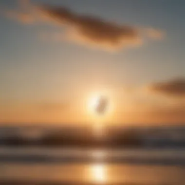 Silhouette of a kitesurfer executing a perfect jump at sunset