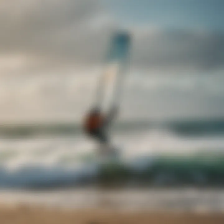 Aerial view of kitesurfers in action on a windy day