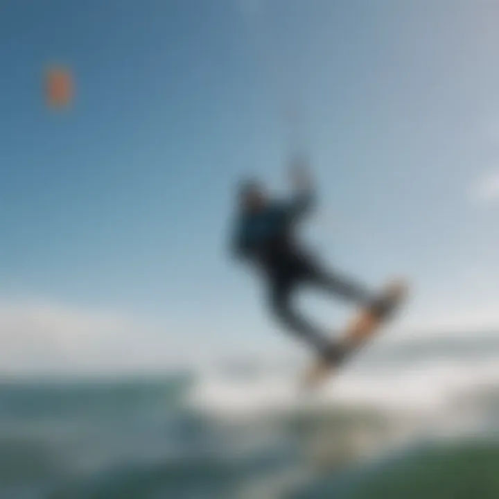 A kitesurfer executing advanced maneuvers with the help of a frontwing