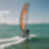 Aerial view of kite surfers in action on Miami Beach