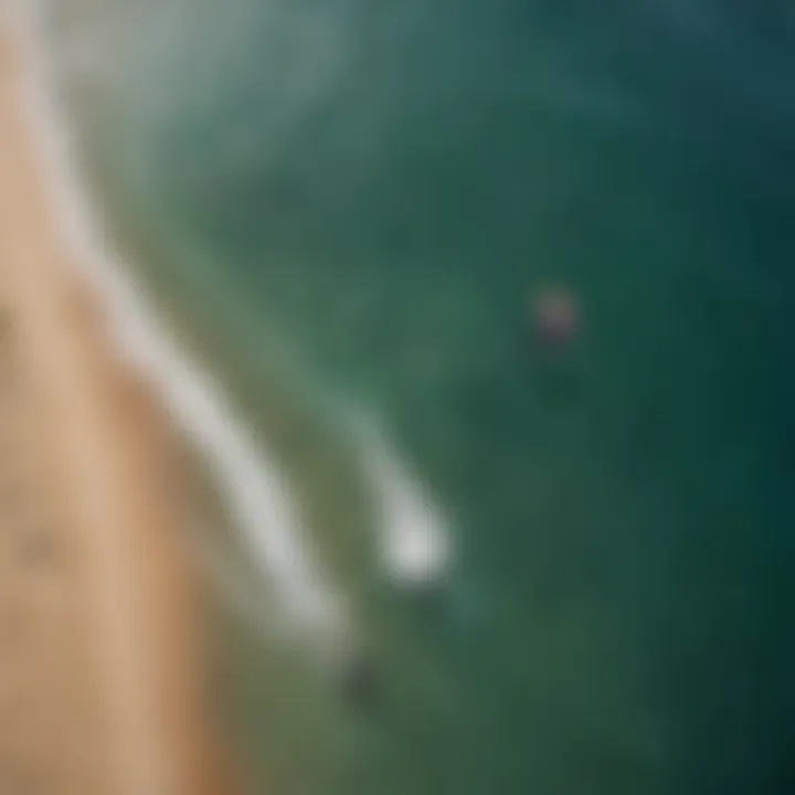 Aerial view of kitesurfer with kite camera mount