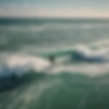 Aerial view of kitesurfers riding the waves in Sarasota