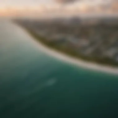 Aerial view of Miami coastline during sunset