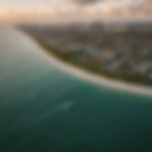 Aerial view of Miami coastline during sunset