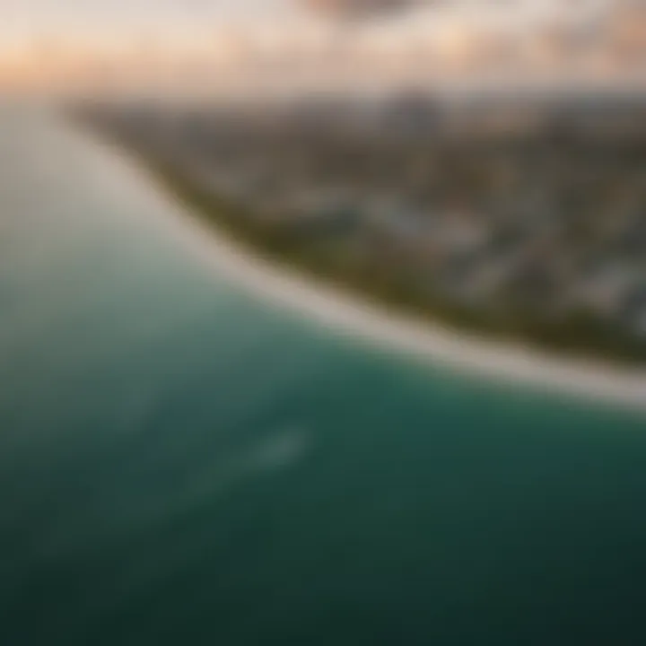 Aerial view of Miami coastline during sunset