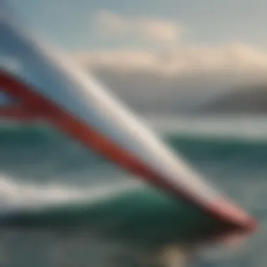 Innovative Foil Design: Engineering the Future of Surfing Close-up view of a high-tech air foil design, highlighting its aerodynamic features and construction.