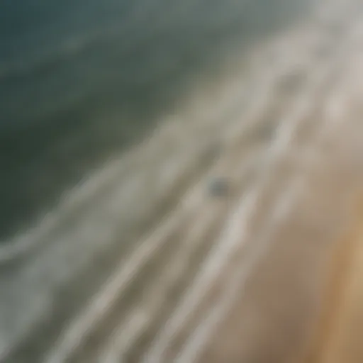 Aerial view of kitesurfers riding the waves in New Jersey