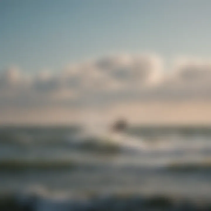 A view of kitesurfers enjoying the waves on Lake Erie