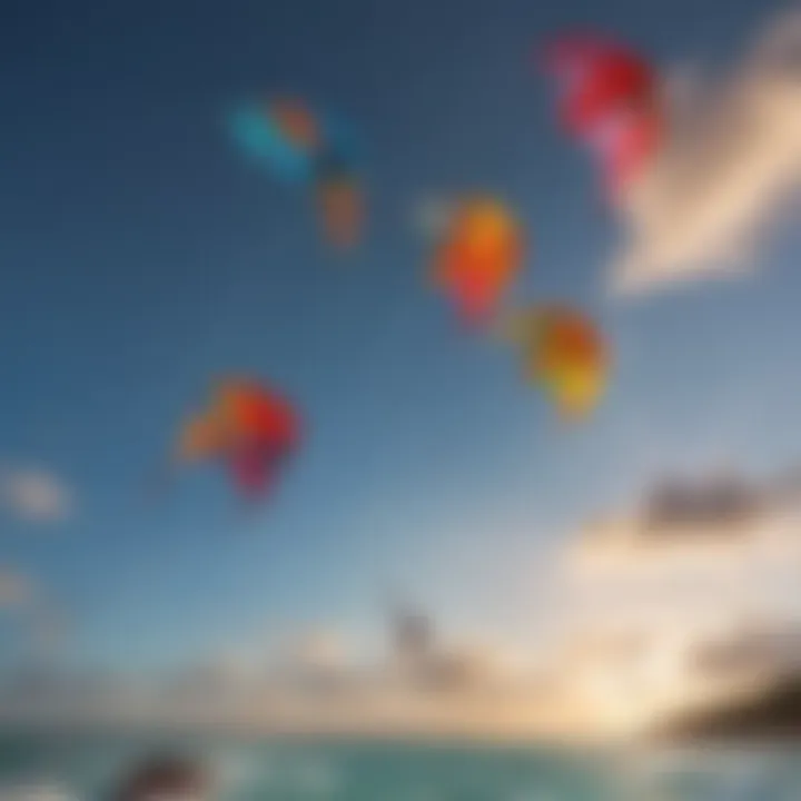 Colorful kites soaring in a clear sky