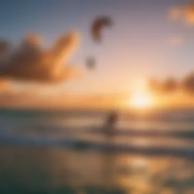 Colorful kites against the backdrop of a stunning sunset