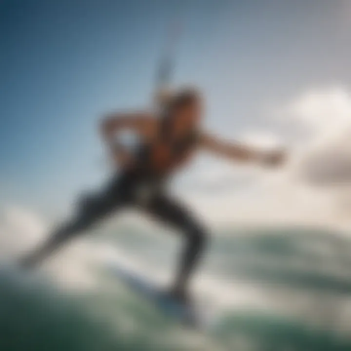 Close-up of a kitesurfer harnessing the power of the wind for an adrenaline-pumping session