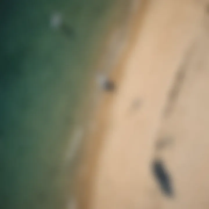 Aerial view of beginner kiteboard package on the beach