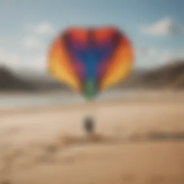 Colorful kites soaring in the wind above a sandy beach