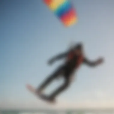 A beginner kiteboarder launching a kite with safety gear