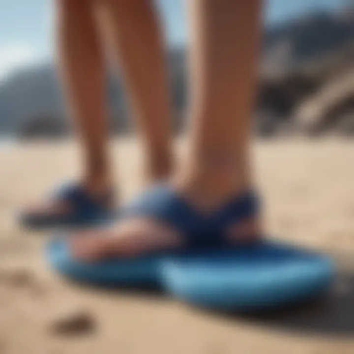 Comfort Redefined: Close-up of Blue Fit Flops Cushioned Sole