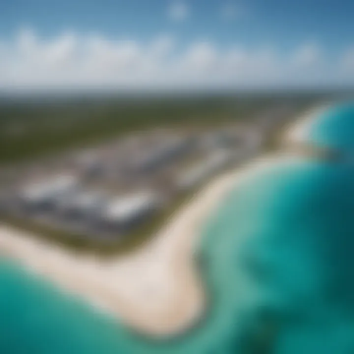 Aerial view of Bonaire Airport showcasing turquoise waters and lush landscapes