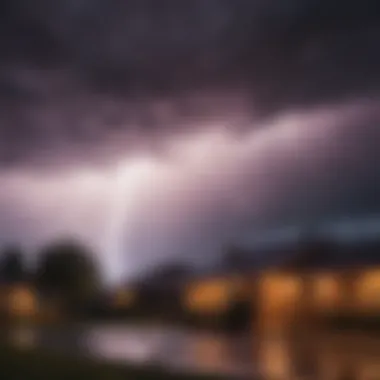 Dramatic lightning storm over Brownwood at night