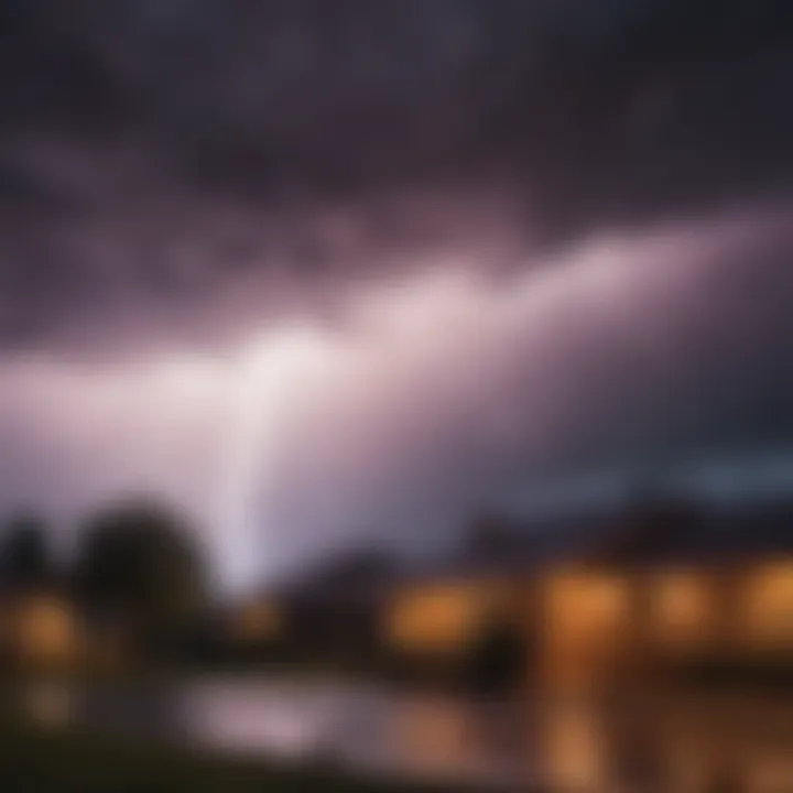 Dramatic lightning storm over Brownwood at night