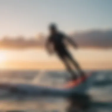 Efoil board gliding on water