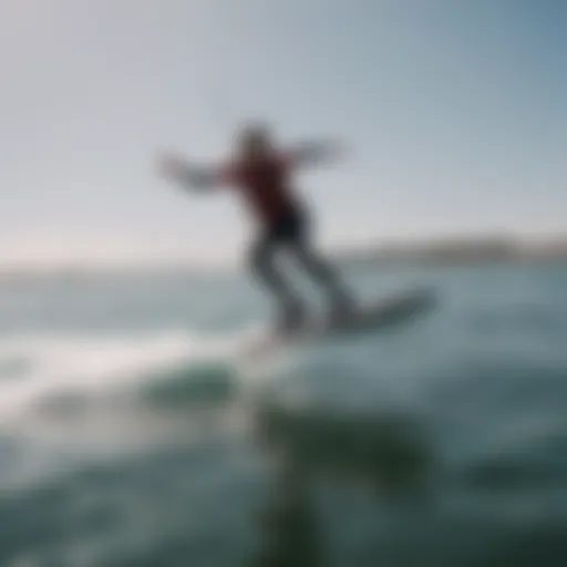 A sleek foil board gliding over the water