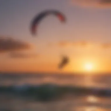 Kitesurfer controlling the Cabrinha Special Agent against the sunset