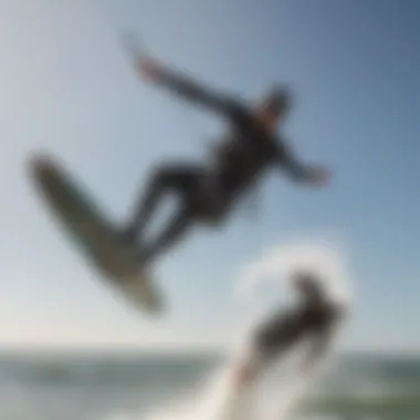 Rider in Action with Cabrinha Stylus Rider performing tricks on the Cabrinha Stylus kiteboard in action