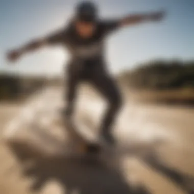 Fluidity and Dynamism in Skateboard Carving Skateboarder showcasing fluid and dynamic carving movements