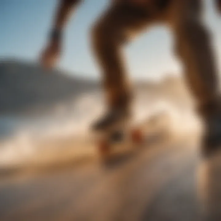 Skateboarder executing a precise carve