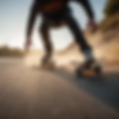 Finessing Sharp Turns on the Skateboard Skateboarder navigating sharp turns with finesse