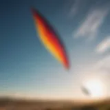 A colorful kite flying high in the sky