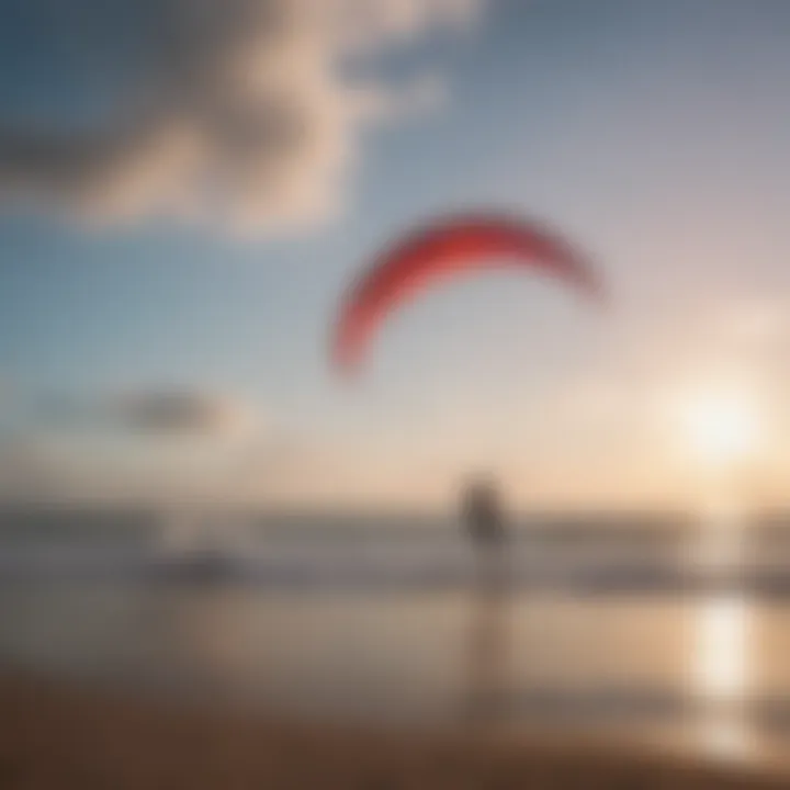 Close-up of high-quality low wind kite design for kitesurfing