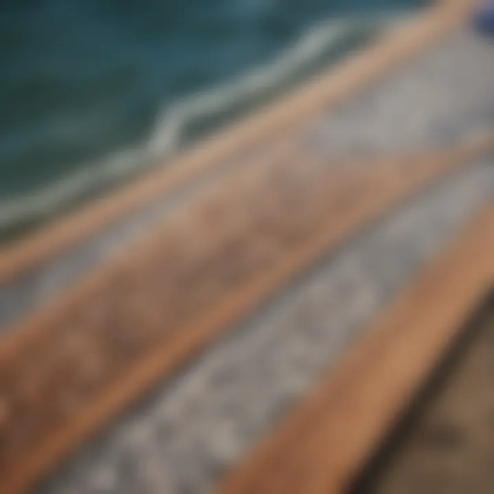 Close-up of a kiteboard with intricate design patterns