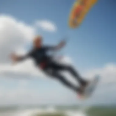 Close-up of a kitesurfer performing advanced tricks using the Ozone Trainer Kite