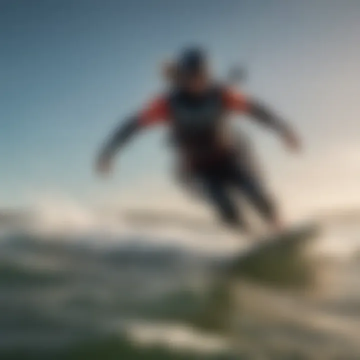 Close-up of a kitesurfer navigating the wind and waves in Sarasota