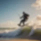 A stunning kitesurfer maneuvering against the backdrop of Cocoa Beach waves.