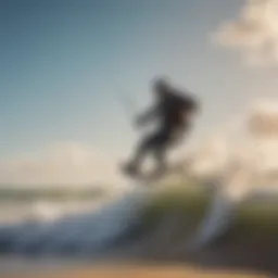 A stunning kitesurfer maneuvering against the backdrop of Cocoa Beach waves.