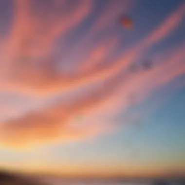 Colorful kites flying high in the sky at Dillon Beach