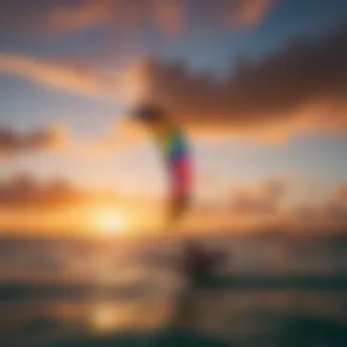 Colorful kites against a vibrant sunset sky in Antigua