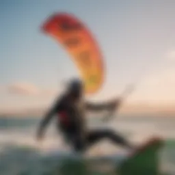 A vibrant kitesurfing scene showcasing a diverse range of kites in the air