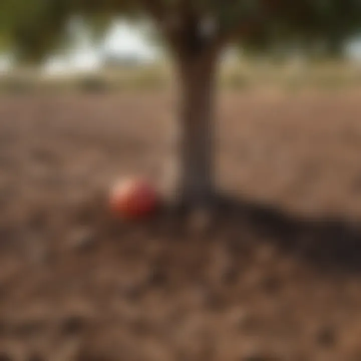 Healthy soil and mulch around the base of a young Jazz apple tree