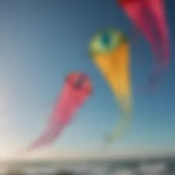 Colorful kites flying against a clear sky