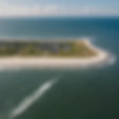 An aerial view of Charleston's coastline, showcasing ideal kitesurfing spots.