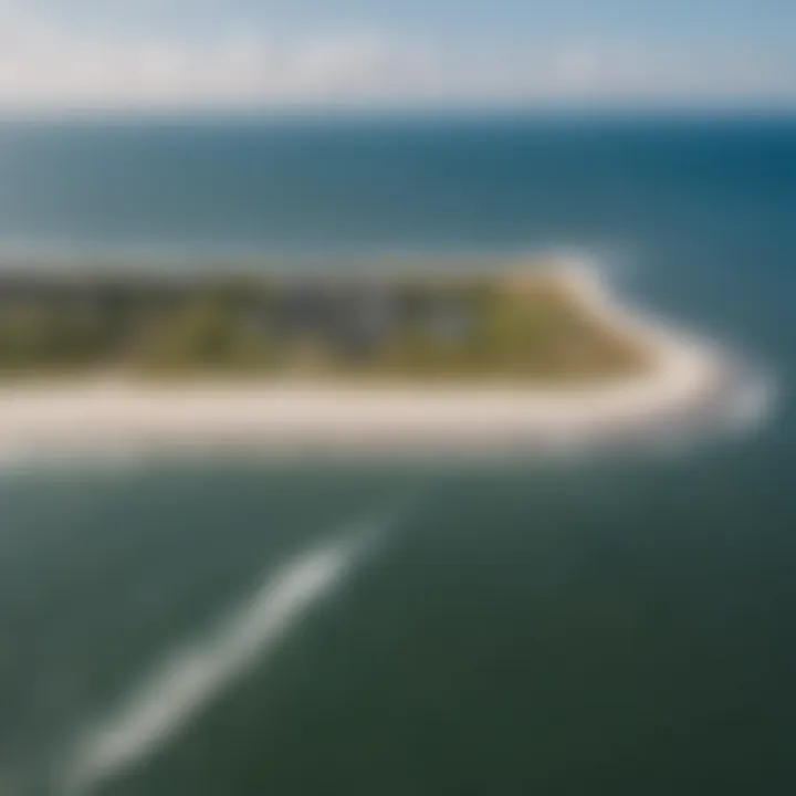 An aerial view of Charleston's coastline, showcasing ideal kitesurfing spots.