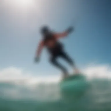 Kiteboarder navigating through crystal-clear waters