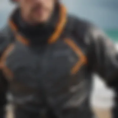 Close-up of a drysuit material showcasing durability and flexibility