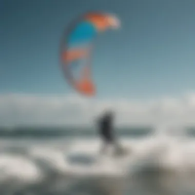 Kitesurfing action shot with Duotone kite in full flight.