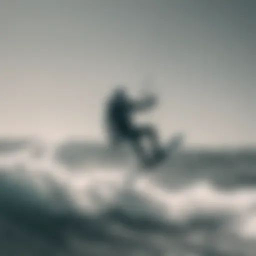 Graceful duotone kitesurfer riding the waves with precision