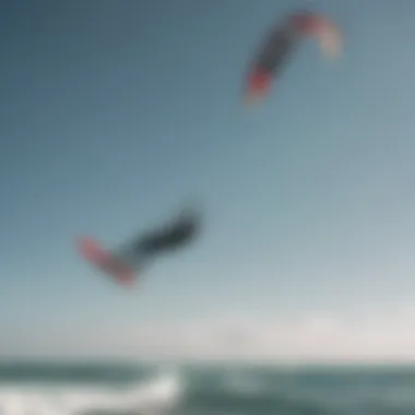 Dynamic action shot of a kitesurfer riding the Duotone 12m Kite