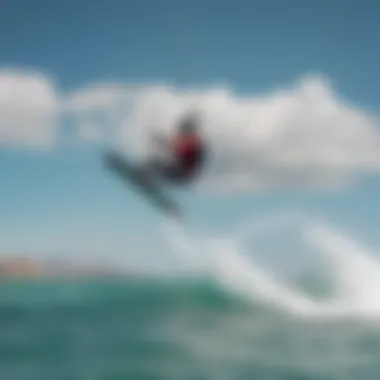 Kitesurfing in turquoise waters of La Paz