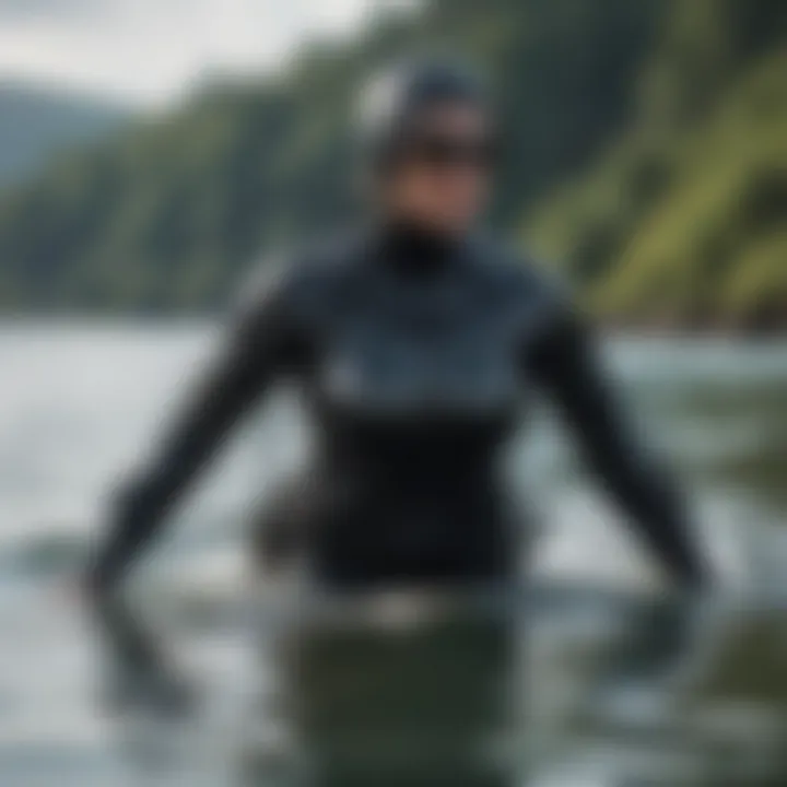 Elegant drysuit design for cold water swimming